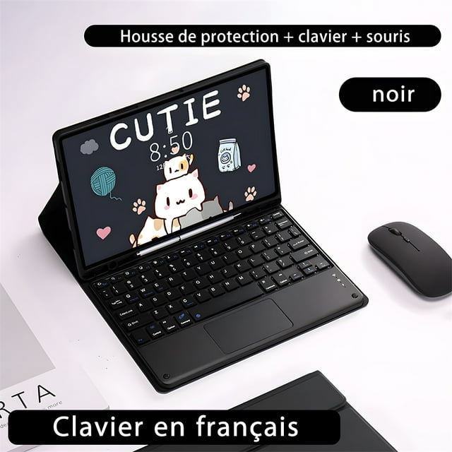 Clavier Rétroéclairé pour Tablette Samsung pour Samsung Galaxy Tab A8 10.5 A7 S6 Lite Étui pour Tablette pour Samsung Tab 10.4 S7 FE S8 Plus Étui Paquet Français 2 A7 10.4po