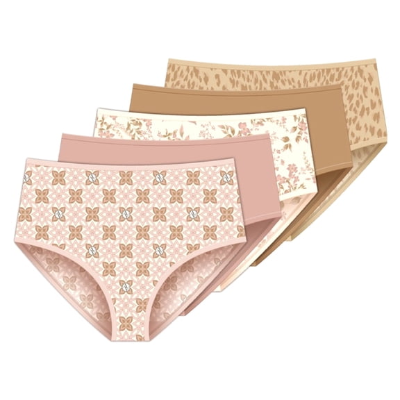 Adrienne Vittadini Women's Stretch Microfiber Brief Panties Set of 5 - Panty Size 8 XL / 1X Fits Clothing Pant Size 14/16