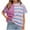 Pink, variant on Axiiglly Striped Shirt for Women Casual Crew Neck Tee Shirt Color Block Loose Summer T-Shirts Short Sleeve Fashion Going Out Tops