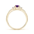 thumbnail image 2 of ANGARA Natural Classic Oval Amethyst and Diamond Three Stone Ring in 14K Yellow Gold for Women (Size-6x4mm) | February Birthstone, Anniversary, Jewelry Gift for Women | Natural Amethyst Ring, 2 of 8