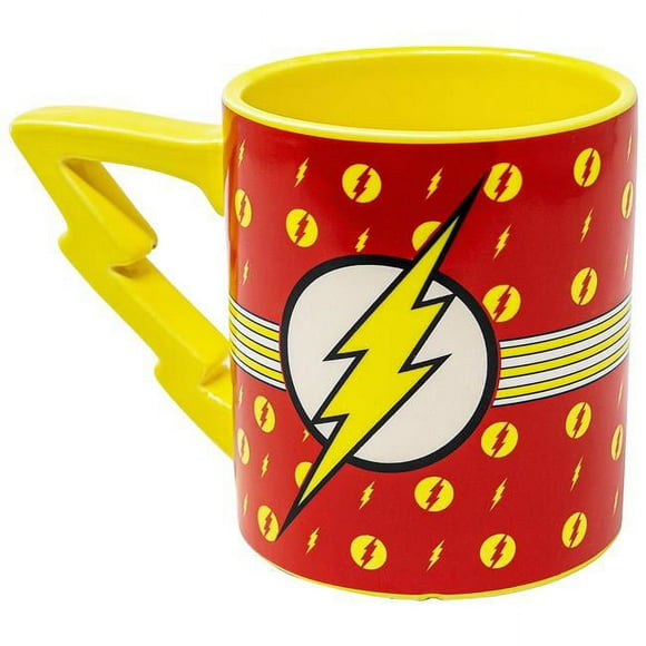 DC Comics The Flash Logo Ceramic Mug With Lightning Bolt Handle | Holds 20 Ounce