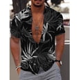 thumbnail image 3 of Camisa para hombre Camisa gráfica Camisa hawaiana Camisa con estampado de hojas hacia abajo Manga corta Abotonada Ropa Diseñador de moda Casual Transpirable, 3 of 4