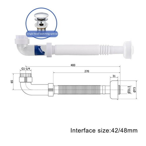 Wash basin side drain plastic pipe bathtub dual use drain pipe A