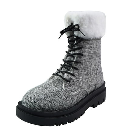 

Ediodpoh Women s Autumn And Winter Fashion Round Head Washed Denim Warm Ankle Boots Casual Comfort Boots Womens Winter Boots Grey 7