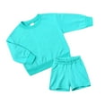 thumbnail image 3 of Sweatshirt Shorts Set for Boys Girls Long Sleeve Hoodies with Shorts Solid Casual Two Piece Toddler Girl Clothes, Blue, 3 Years, 3 of 3