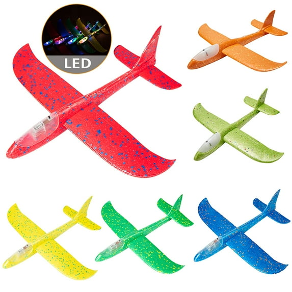 Tinglu Double-wing Aviation Toys Hand Throw LED Foam Airplane Toy Can Bend Lightweight Airplane