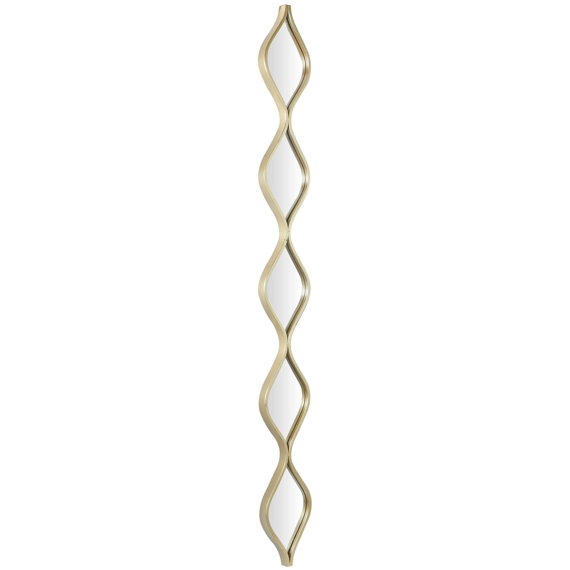DecMode 7" x 59" Gold Slim Stacked Chain 5 Layer Geometric Wall Mirror with Tear Drop Pattern