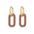 thumbnail image 1 of Pendientes de mujer Qarigey rectangulares de diamantes de imitación Cristal rojo dorado, 1 of 6