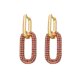 thumbnail image 1 of Pendientes de mujer Qarigey rectangulares de diamantes de imitación Cristal rojo dorado, 1 of 6