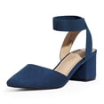 thumbnail image 1 of Zapatos de Tacón Grueso DREAM PAIRS Nicholes en Ante Azul Marino para Mujer, 1 of 5