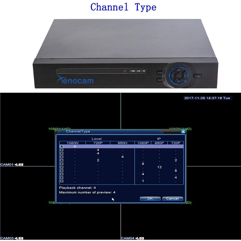 Xenocam 4CH 1080N Hybrid 5-in-1 AHD DVR (1080P NVR+1080N AHD Xenocam 4CH 1080N Hybrid 5-in-1 AHD DVR (1080P NVR+1080N AHD