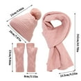 thumbnail image 3 of ASFGIMUJ Women&Men Autumn Winter Warm Wool Hat Scarf Gloves Slouchy Three Pieces Winter Snow Knit Cap Screen Mittens Scarves Sets Pink One Size, 3 of 6