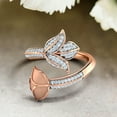 thumbnail image 2 of HeartsAndYou 3ct Round Cut Moissanite Floral Lotus Bypass Engagement Ring for Women 18k Rose Gold over Silver Stylish, 2 of 8