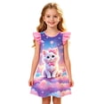 thumbnail image 4 of WhouRiu Girls Summer Cartoon Graphic Dresses Sleeveless Flutter Sleeve Crew Neck Dress Kids Comfortable Cute Casual Party Nightgown,7-8 Years, 4 of 4