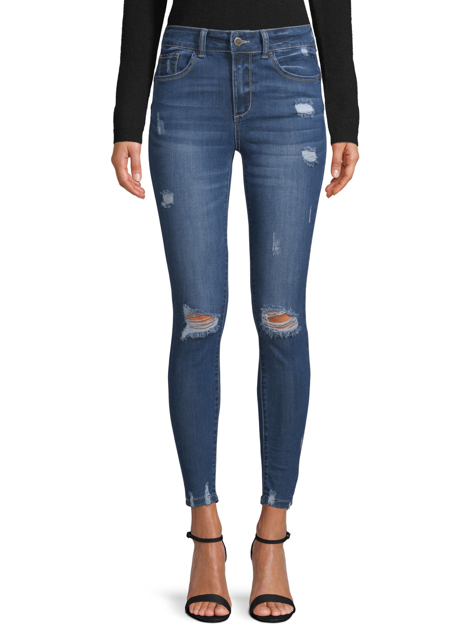 Wax Juniors' PushUp Skinny Jeans with Destruction