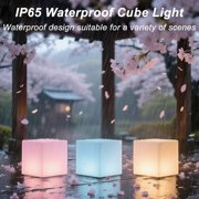 8 Inch LED Cube Light – Soft Blue Glow, Rechargeable Mood Lamp For Indoor Decor