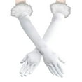 thumbnail image 4 of Fgnfyis Women Long Opera Party Gloves 1920s Satin Style Stretch with Feather Trim for Themed Events And White, 4 of 4