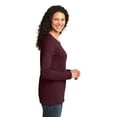 thumbnail image 3 of Port & Co Adult Female Women Plain Long Sleeves T-Shirt Athl Maroon Large, 3 of 6