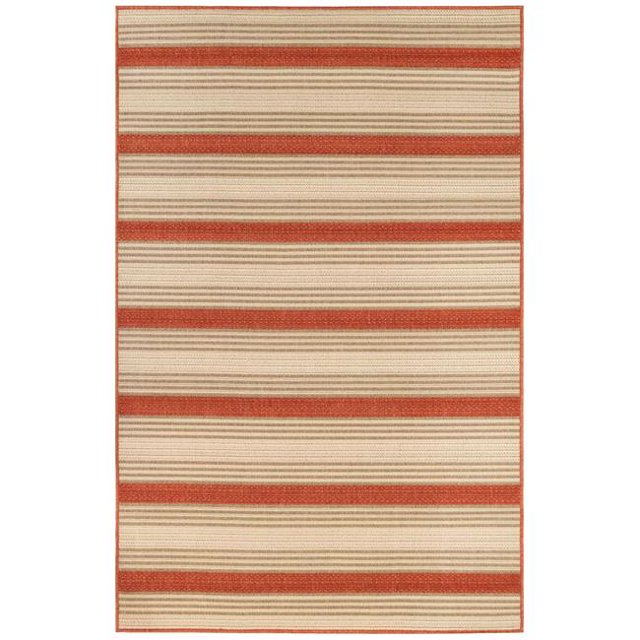 Trans-Ocean Importe RVI45764024 39 x 59 Po Liora Manne Riviera Bande Tapis Tissé Wilton Intérieur et Extérieur - Rouge