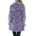 thumbnail image 4 of Xyxonk Womens Leopard Print Fleece Coat Faux Fur Long Sleeves Winter Thickened Coats Double-Sided Velvet Stand Collar Jackets with Pocket Trendy Plush Zipper Outwear,Purple XXXL, 4 of 5