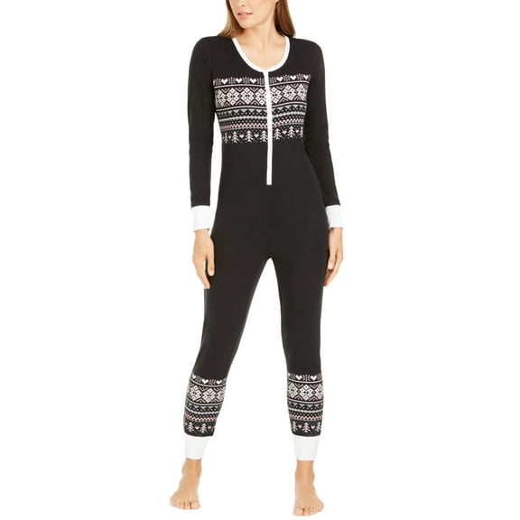 Jenni Womens Printed Thermal One Piece Pajama Size M