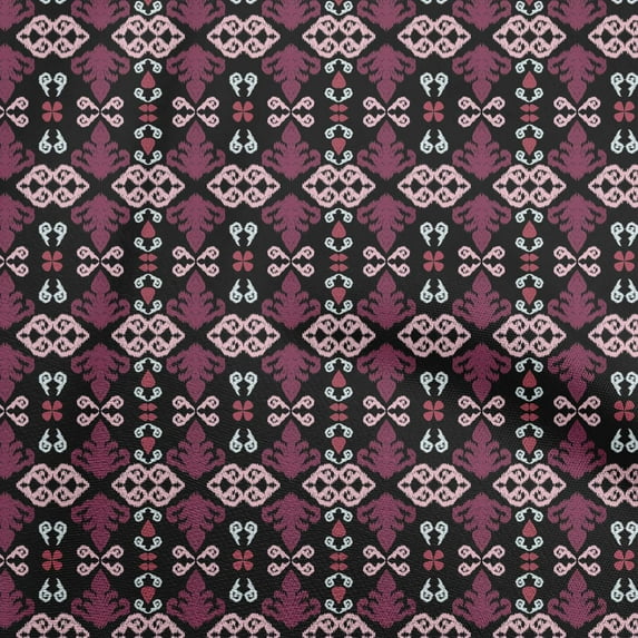 oneOone Cotton Poplin Black Fabric Asian Ikat Sewing Material Print Fabric By The Yard 56 Inch Wide