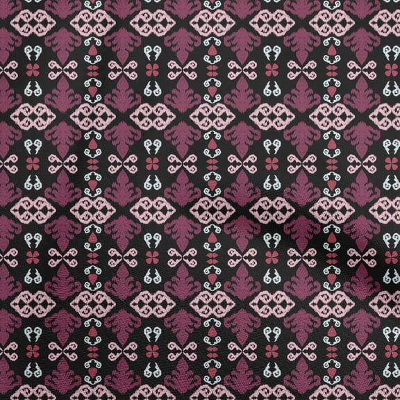 oneOone Polyester Lycra Black Fabric Asian Ikat Sewing Fabric By The Yard Printed Diy Clothing Sewing Supplies 56 Inch Wide