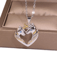 thumbnail image 3 of Mother Daughter Unicorn Necklace Heart With Crystal Silver and Goldtone Plated Anti-Tarnish Jewelry J-062, 3 of 4