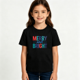 thumbnail image 2 of Girls Graphic Tees Merry And Bright Kids T Shirt Christmas Holiday 100% Cotton Short Sleeve Soft Tops 4-13Y, 2 of 5
