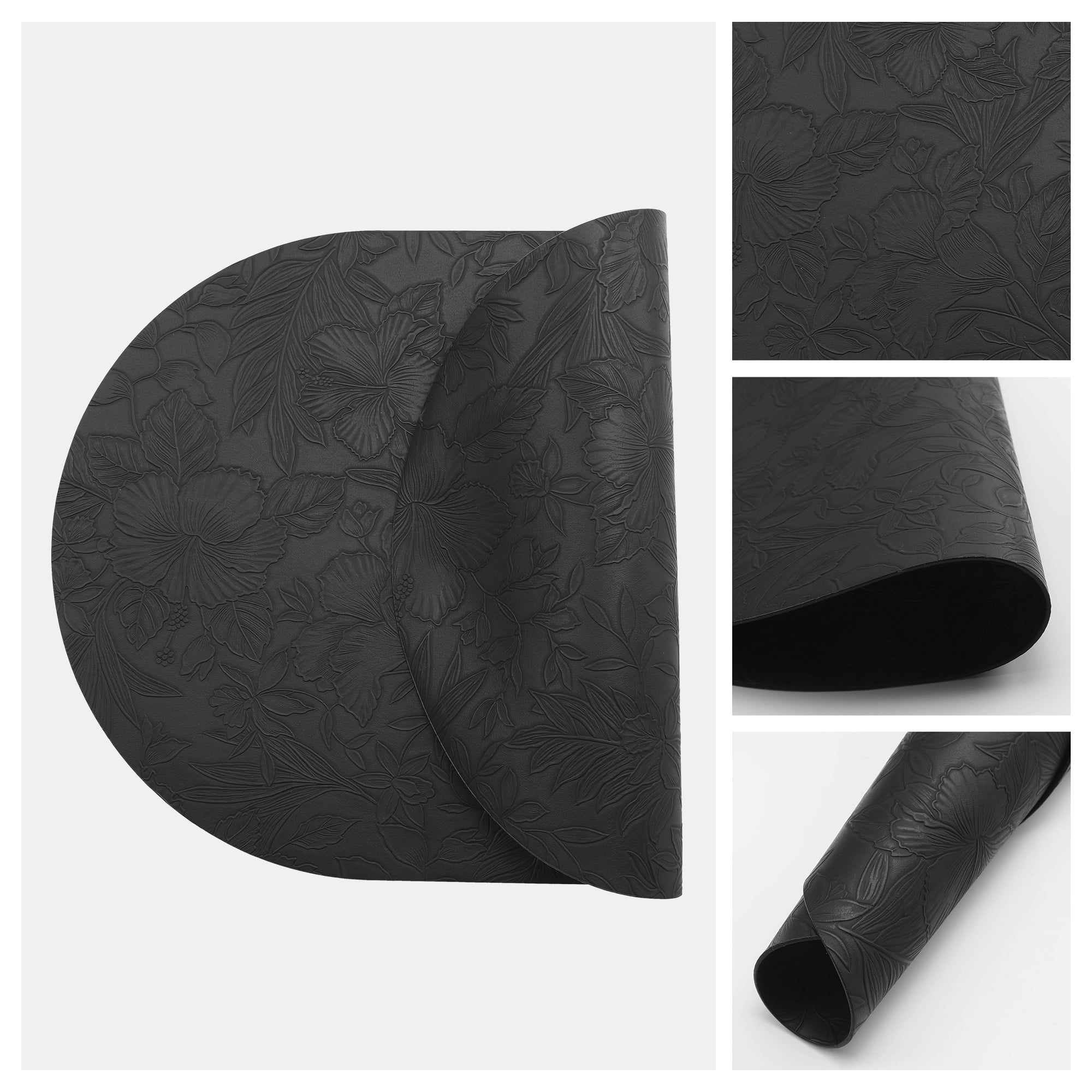 Placemats Set of 6 Leather Placemats for Kitchen Dining Table Decor Waterproof Heat Resistant Table Placemats Black 17.7*11.8inch