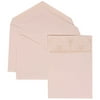 JAM Paper® Wedding Invitation Set, Large 5 1/2" x 7 3/4"- Ivory Card with White Envelope and Pink and Ivory Band Set, 50/pack