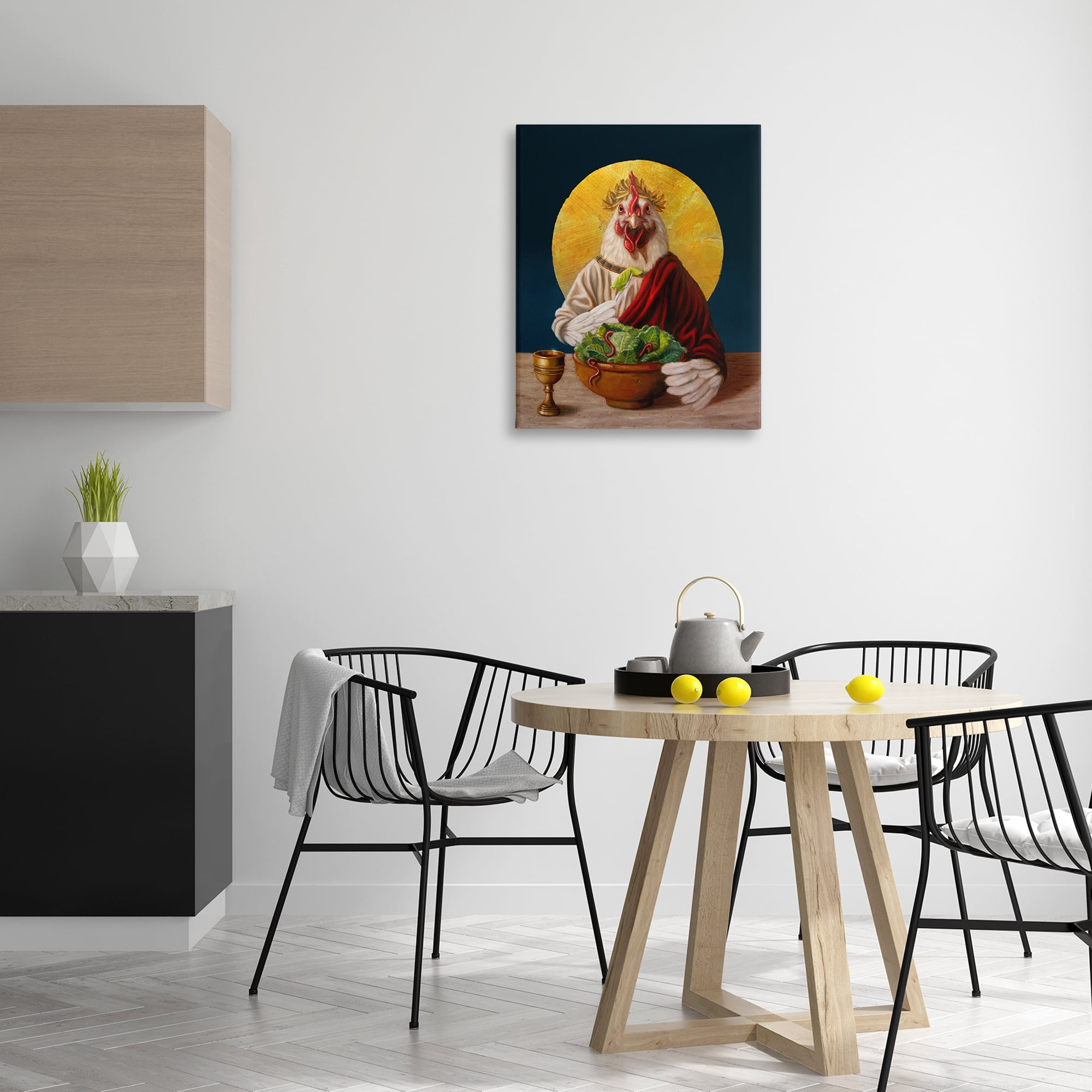 Stupell Industries Classic Hen with Meal Novelty & Humor Painting Wrapped Canvas Art Print Wall Art, 24 x 30