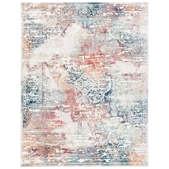 SAFAVIEH Skyler Luka Distressed Area Rug, Beige/Burgundy, 8' x 10'