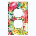 thumbnail image 2 of Metal Light Switch Plate Outlet Cover Colorful Rose Leaves Wallpaper ROS045, 2 of 13