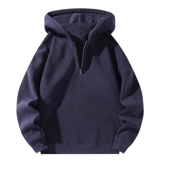 Men's Quarter Zip Pullover Hoodies Half Zip Hoodie Men Long Sleeve Hoodie Fleece Casual 1/4-Zip Sweatshirt Navy L