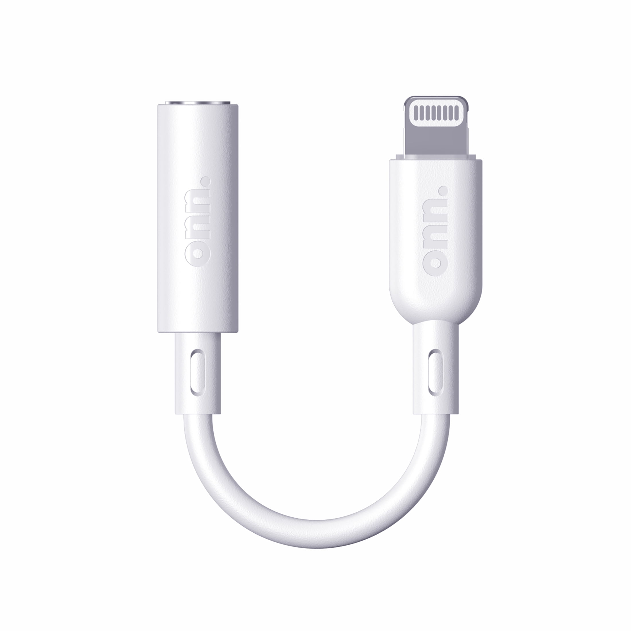 onn Lightning to 3.5mm Audio Jack Adapter, Apple Mfi Certified, White