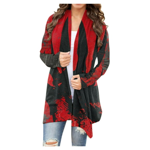 WXLWZYWL Womens Halloween Costumes 2024, Cute Pumpkin Ghost Bat Cat Spider Printed Long Sleeve Cardigan Sweaters for Women Lightweight