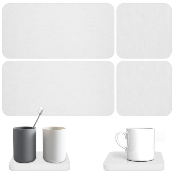 Grusce Set of 4 Water Absorbent Diatomite Coasters,Diatomaceous Earth Bathroom Trays & Kitchen Soap Dish,Water Absorbing Stone Used for Hand Soaps & Cups & Plants