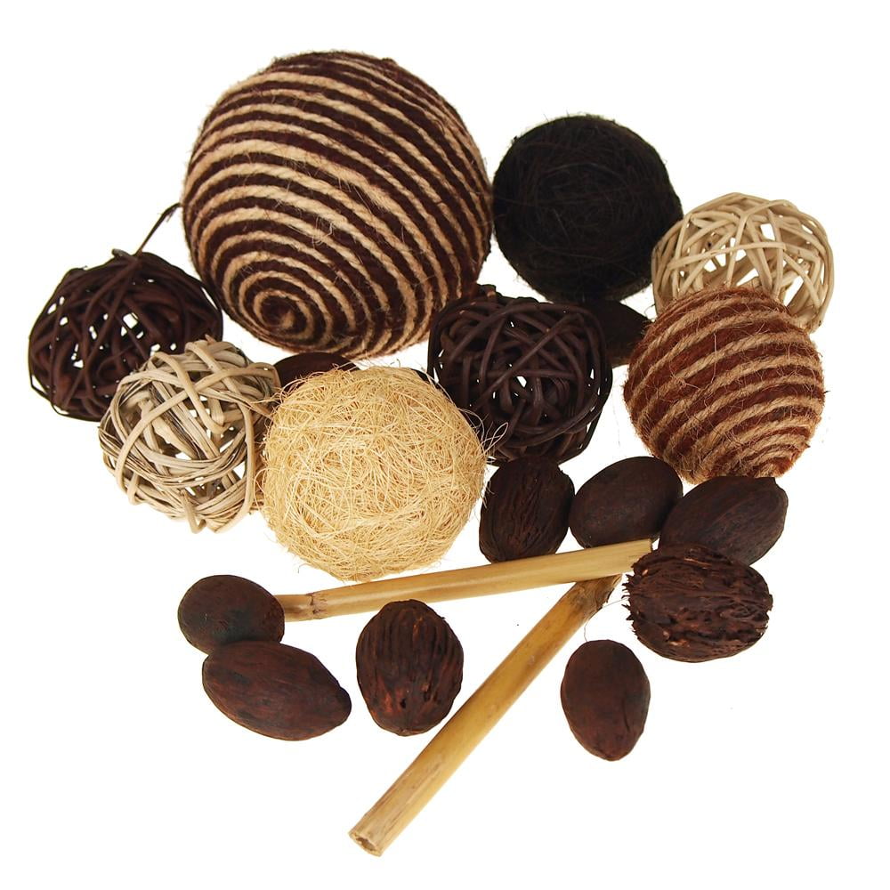Decorative Orbs Rattan Balls Bowl Filler, Assorted Brown, 20Piece
