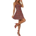 thumbnail image 4 of INSPIRE CHIC Women's Plaid Check Strap Zipper Front Sleeveless Dress M Red Plaid, 4 of 6