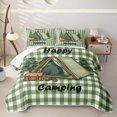 thumbnail image 2 of Erosebridal Happy Camping Bed Spread Queen,Green Geometric Plaid Queen Coverlet Set For Boys Kids,3-Piece, 2 of 7