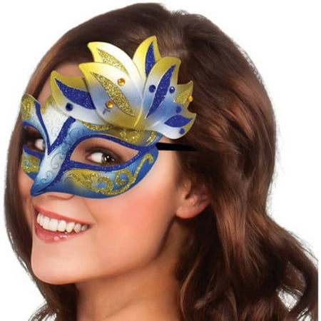 Blue And Gold Carnival Mask Halloween Costume Accessory