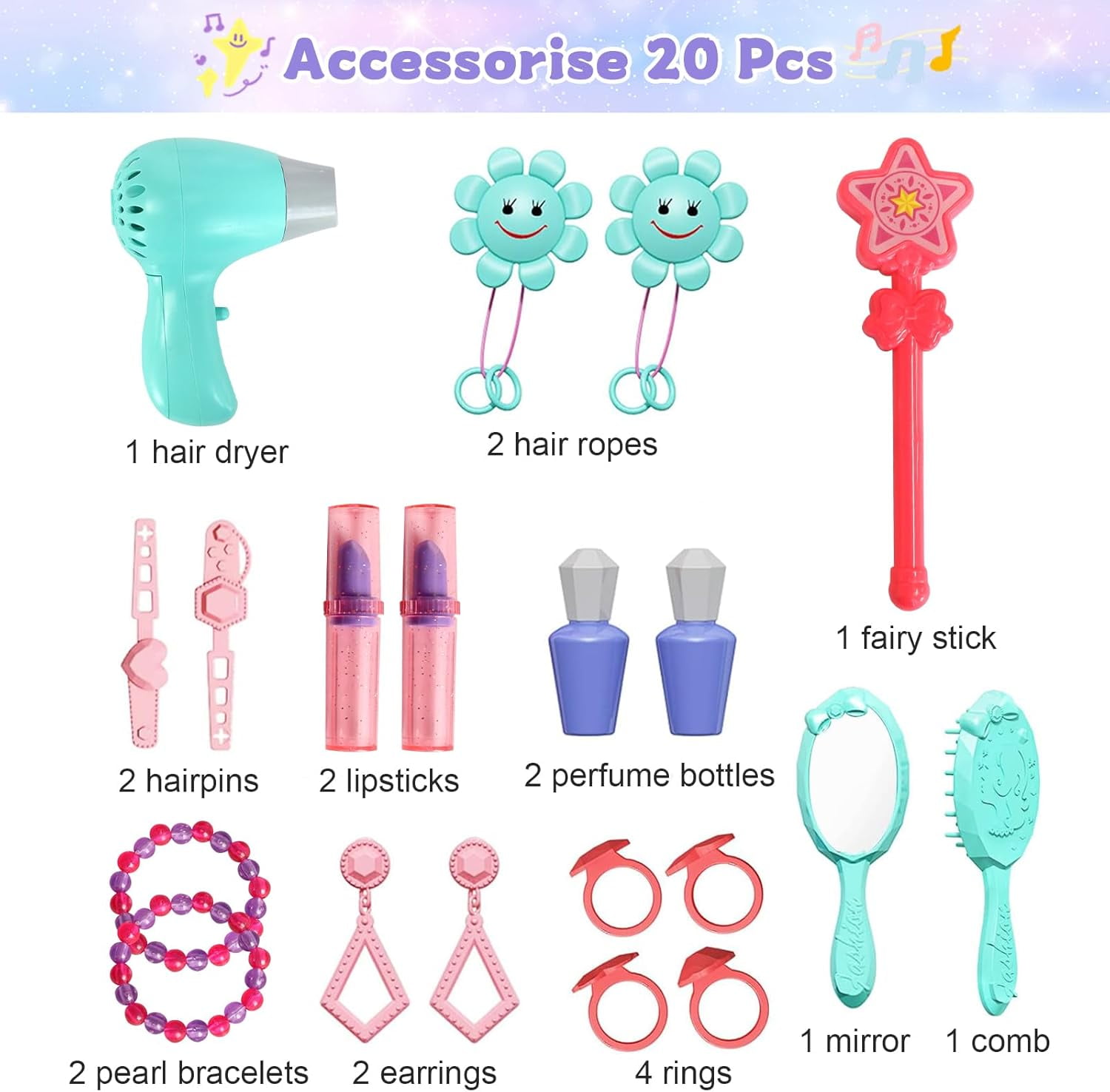 RUVINCE Toddler Vanity Set with Mirror, Chair, Music, Lights, and Accessories for Kids Ages 3-5