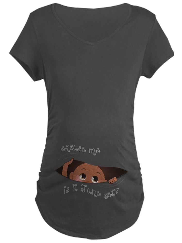 CafePress - Funny Peeking Out Baby April Maternity T Shirt - Cotton  Maternity T-shirt, Cute & Funny Pregnancy Tee