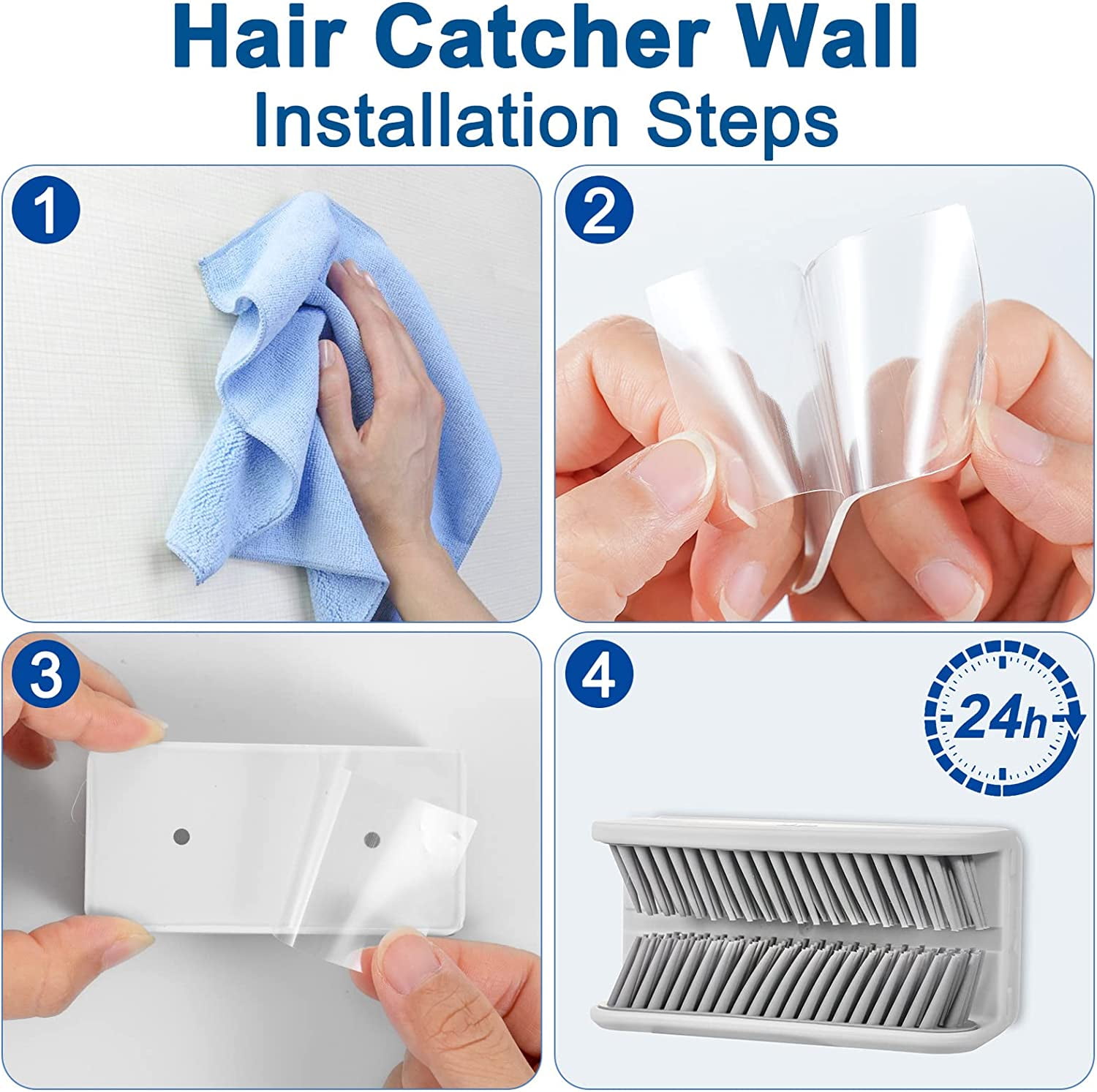 SNOWINSPRING Shower Hair Catcher Wall,Hair Catcher for Shower,Hair Collector ,Hair Grabber for Shower Wall,Bathtub Drain White 