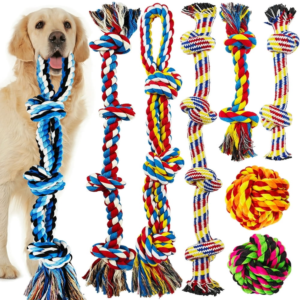 Cotton Rope Dog Toys Indestructible Dog Rope Toys For Aggressive ...