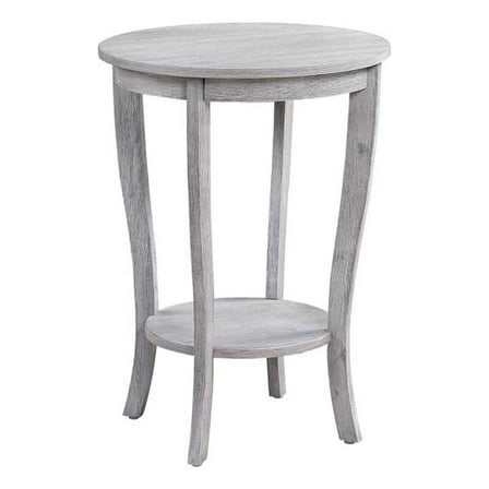 Pemberly Row Modern Round End Table in Weathered White Wood Finish