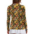 thumbnail image 2 of Jiueut Women Tops Exercise Tops Moisture Wicking Spring Zip Up Polo Shirt Quarter Zip Daily Work Shirts V Neck, Sunflower and Mushroom Pattern, Size Small, 2 of 8