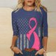 thumbnail image 1 of Fiudx Ofertas Flash Artículos En Oferta Camiseta Estampada a La Moda para Mujer, Blusa de Mangas 3/4, Tops Informales con Cuello Redondo, 1 of 5