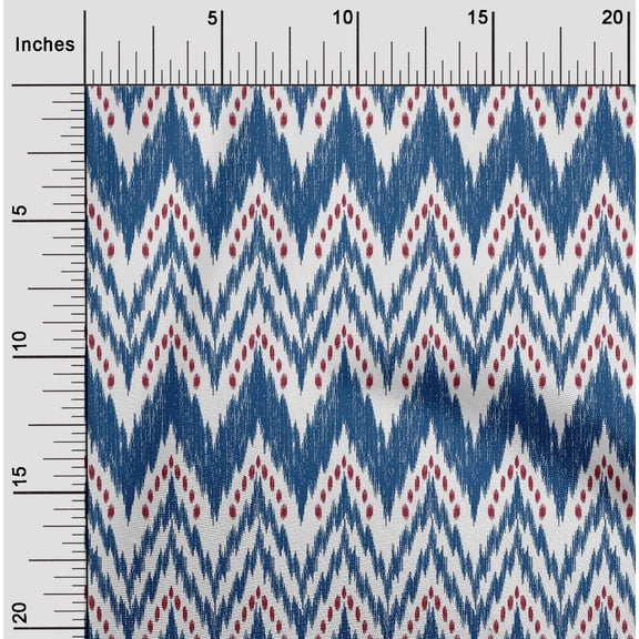 oneOone Organic Cotton Poplin Twill Fabric Chevron Ikat Printed Craft Fabric BTY 42 Inch Wide